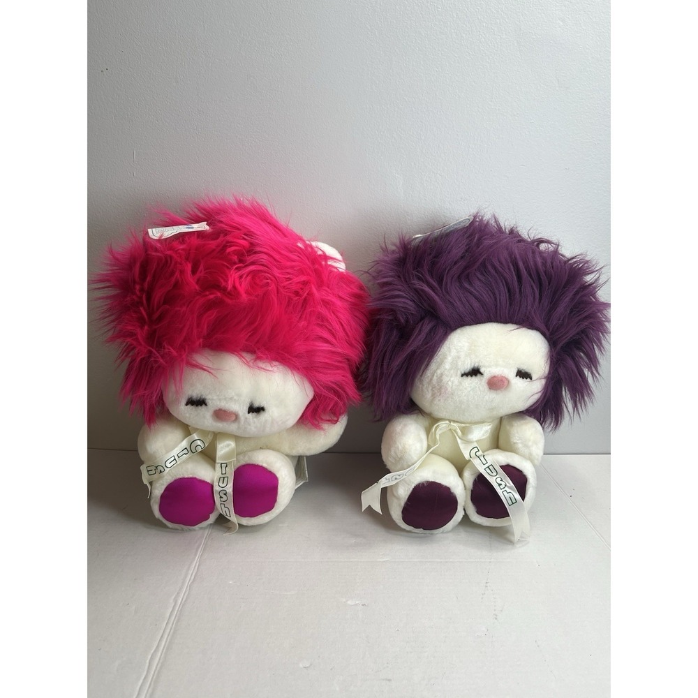 1986‎ Dakin Frou Frou Crush Plush Set Pink Purple Hair W/ Tags NWT Lot Crushie